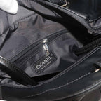 Chanel Paris Biarritz PM Tote Nylon Leather Black Silver — view 8