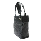 Chanel Paris Biarritz PM Tote Nylon Leather Black Silver — view 4