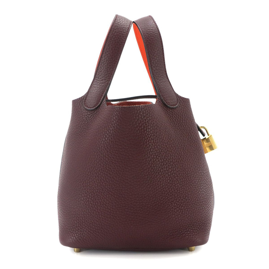 Hermes Picotin Lock Eclat 18 PM Hand Bag Taurillon Clemence Swift Pull Orange — view 3