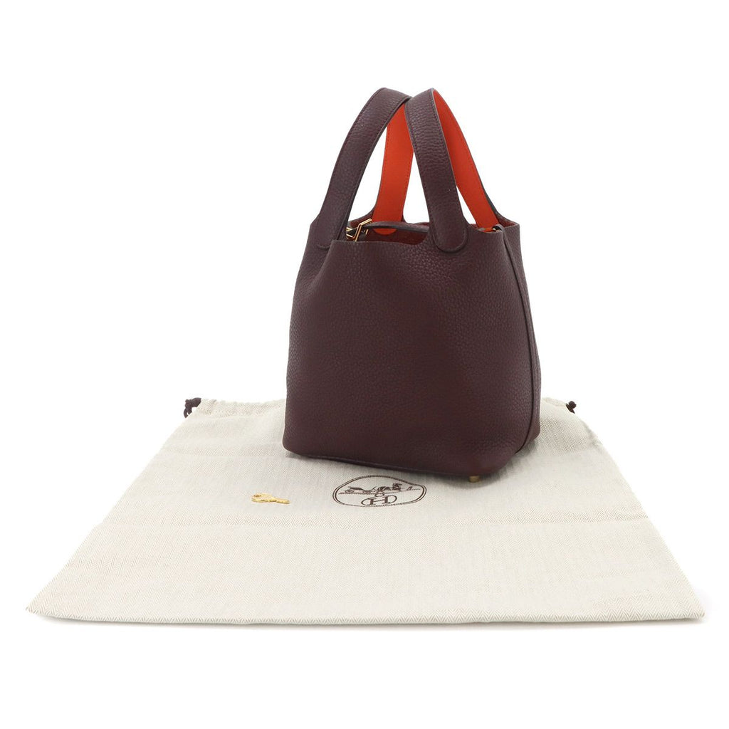 Hermes Picotin Lock Eclat 18 PM Hand Bag Taurillon Clemence Swift Pull Orange — view 2
