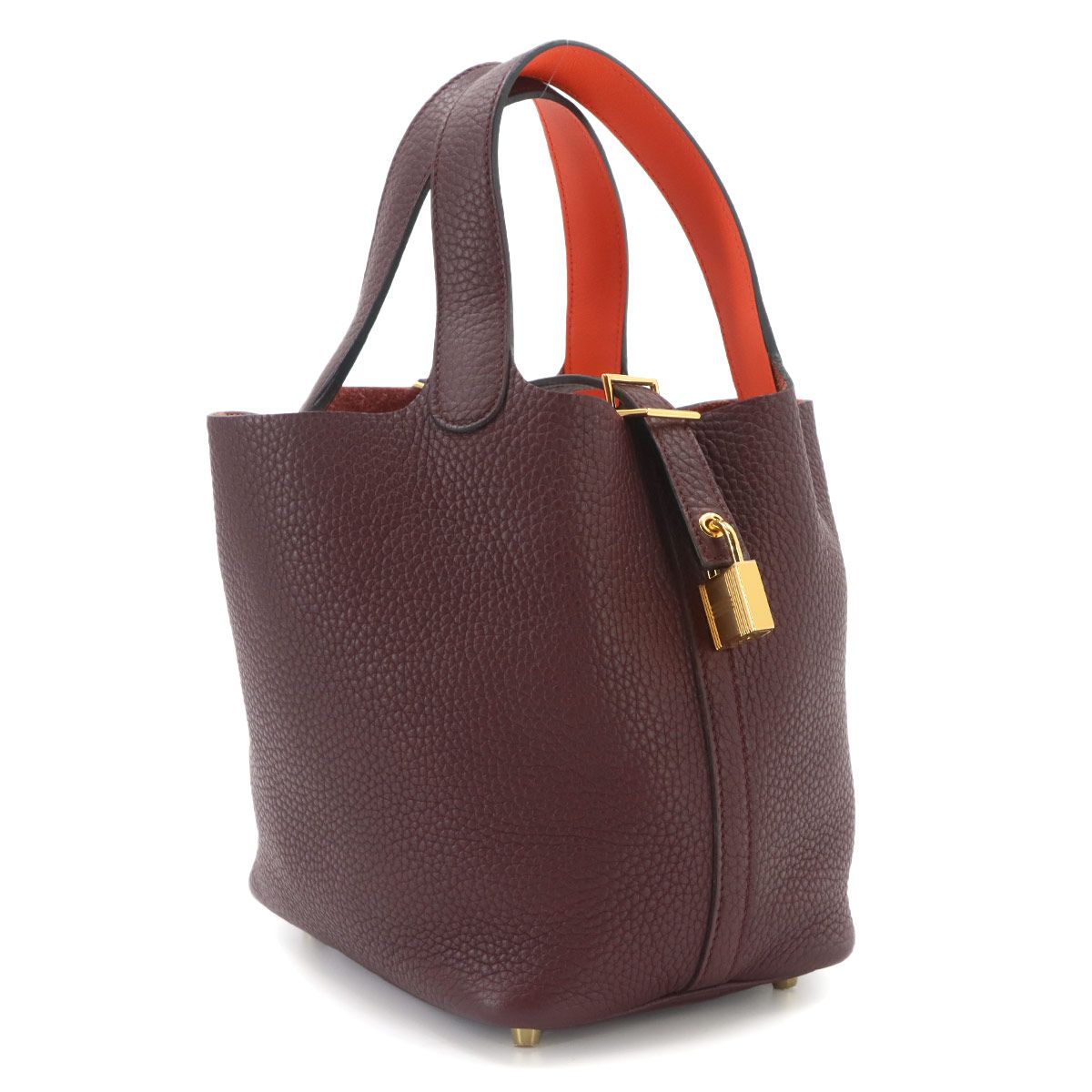 Hermes Picotin Lock Eclat 18 PM Hand Bag Taurillon Clemence Swift Pull Orange — view 4