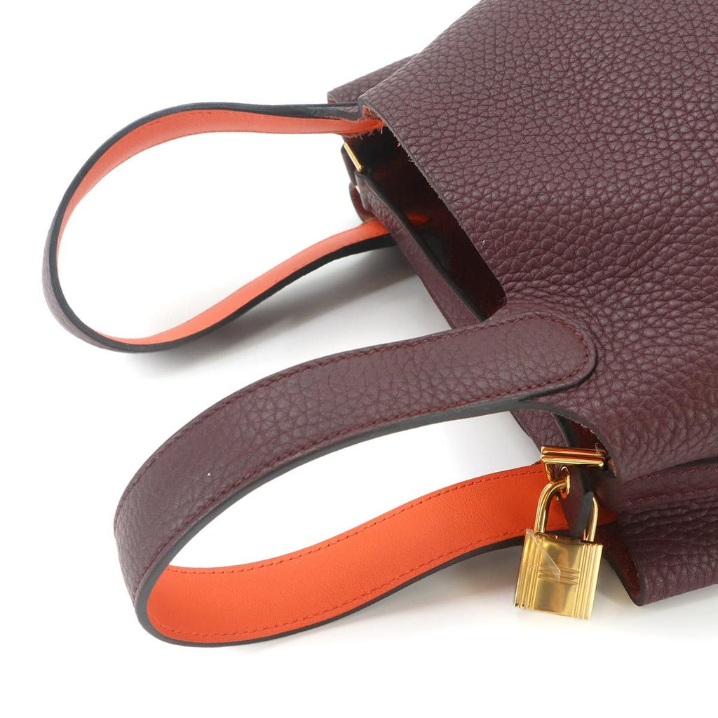 Hermes Picotin Lock Eclat 18 PM Hand Bag Taurillon Clemence Swift Pull Orange — view 6