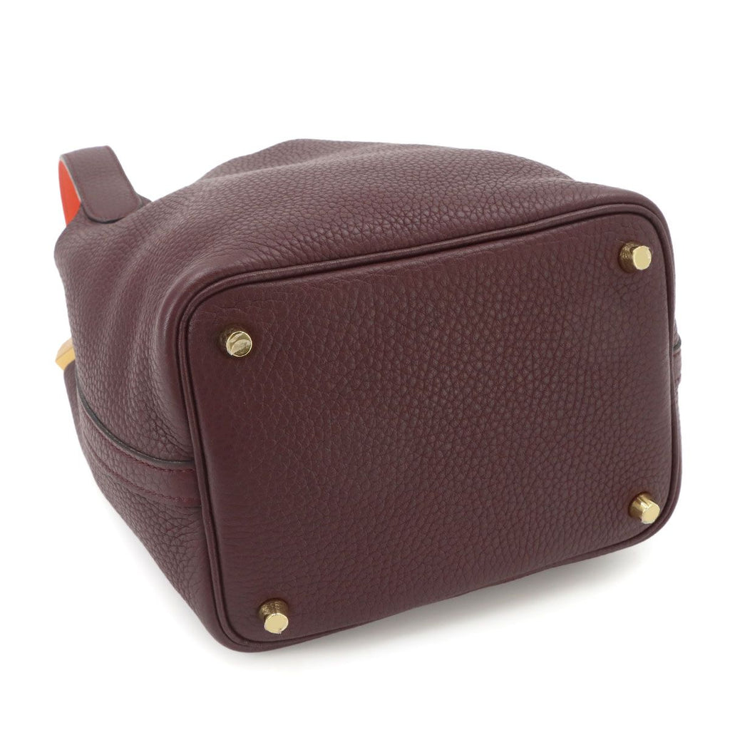 Hermes Picotin Lock Eclat 18 PM Hand Bag Taurillon Clemence Swift Pull Orange — view 5