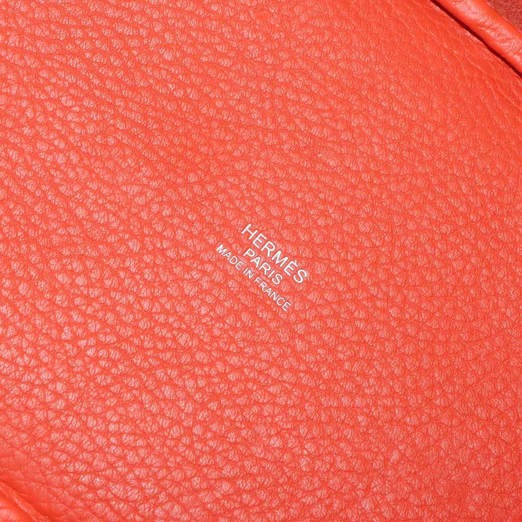 Hermes Picotin Lock PM Hand Bag Taurillon Clemence Orange Silver — view 7