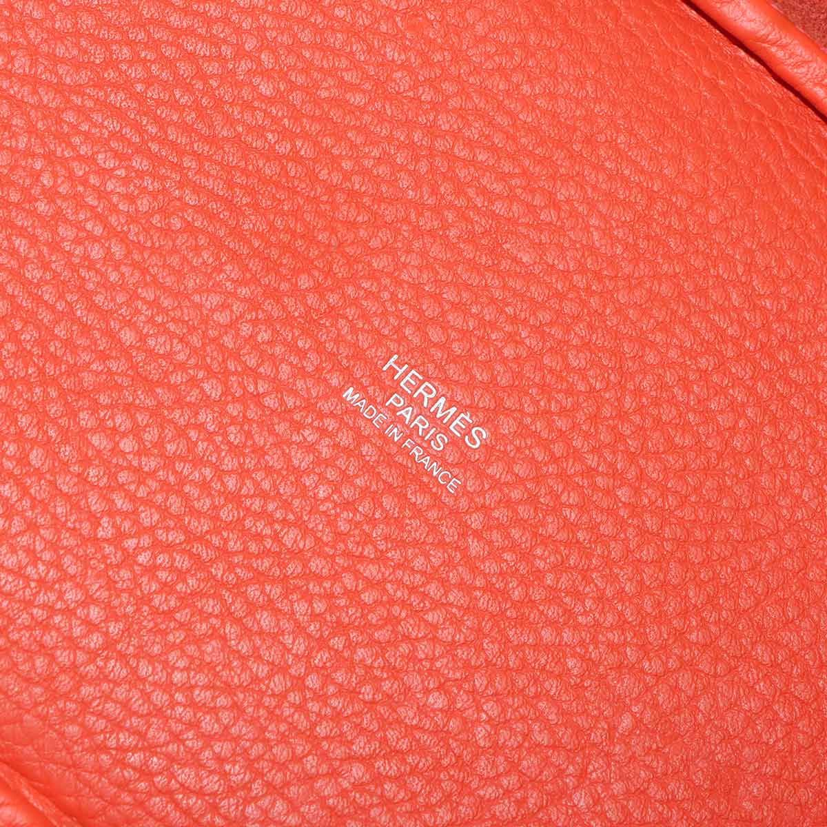Hermes Picotin Lock PM Hand Bag Taurillon Clemence Orange Silver — view 7