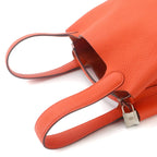 Hermes Picotin Lock PM Hand Bag Taurillon Clemence Orange Silver — view 5