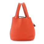 Hermes Picotin Lock PM Hand Bag Taurillon Clemence Orange Silver — view 2