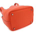 Hermes Picotin Lock PM Hand Bag Taurillon Clemence Orange Silver — view 4