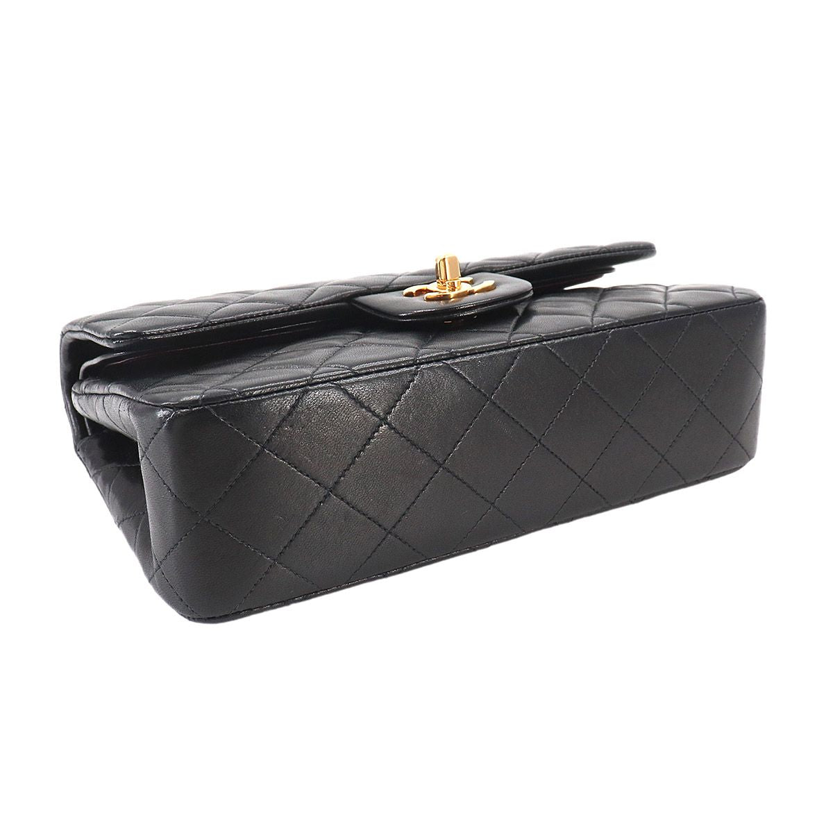 Chanel Quilted 23 Chain Shoulder Bag Lambskin Black Gold Vintage — view 5