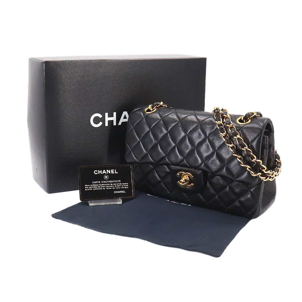 Chanel Quilted 23 Chain Shoulder Bag Lambskin Black Gold Vintage — view 2