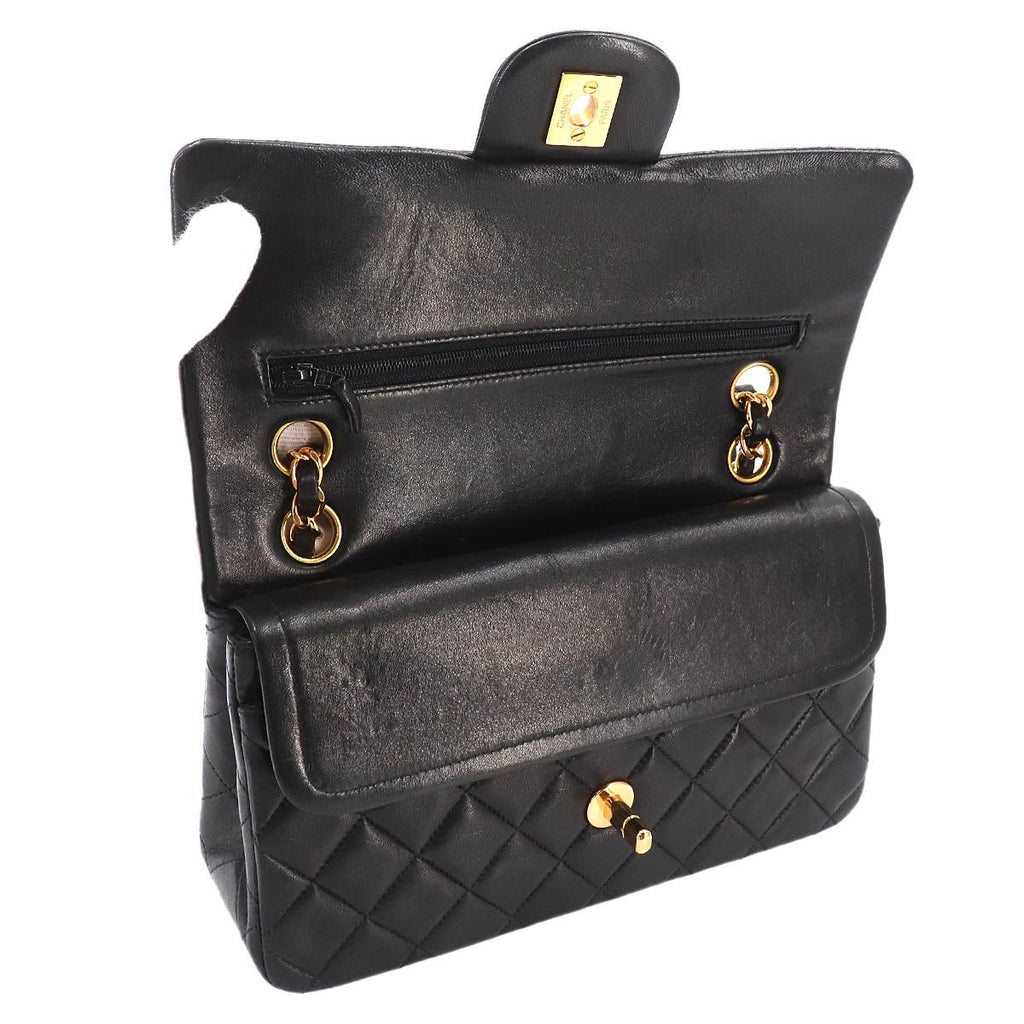 Chanel Quilted 23 Chain Shoulder Bag Lambskin Black Gold Vintage — view 7
