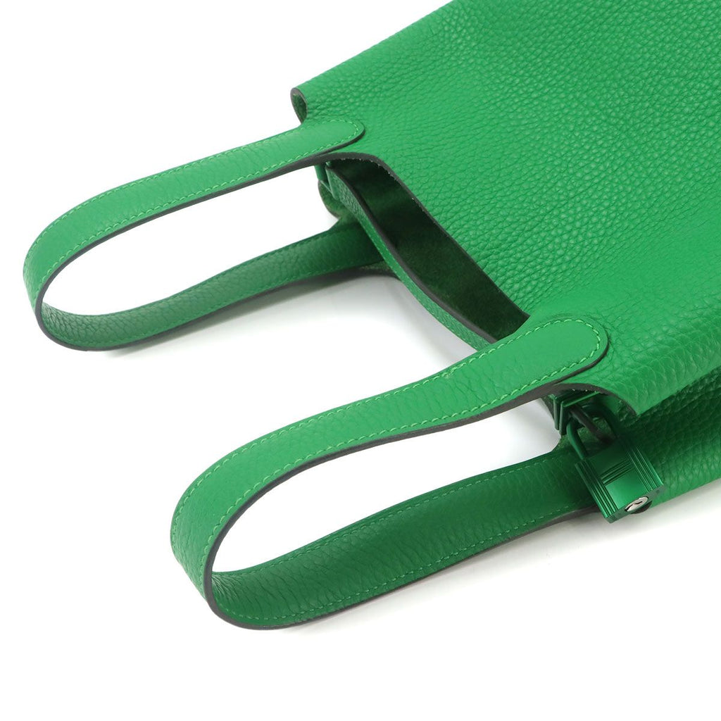 Hermes Picotin Lock PM Monochrome Green Hand Bag Taurillon Clemence Bamboo — view 5