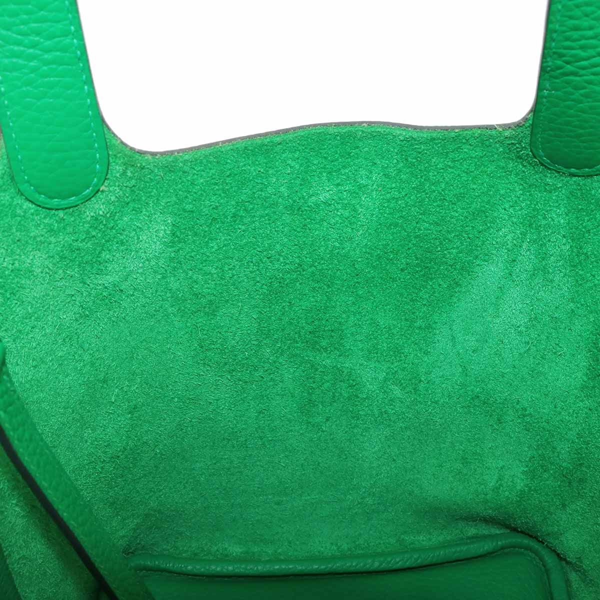 Hermes Picotin Lock PM Monochrome Green Hand Bag Taurillon Clemence Bamboo — view 8