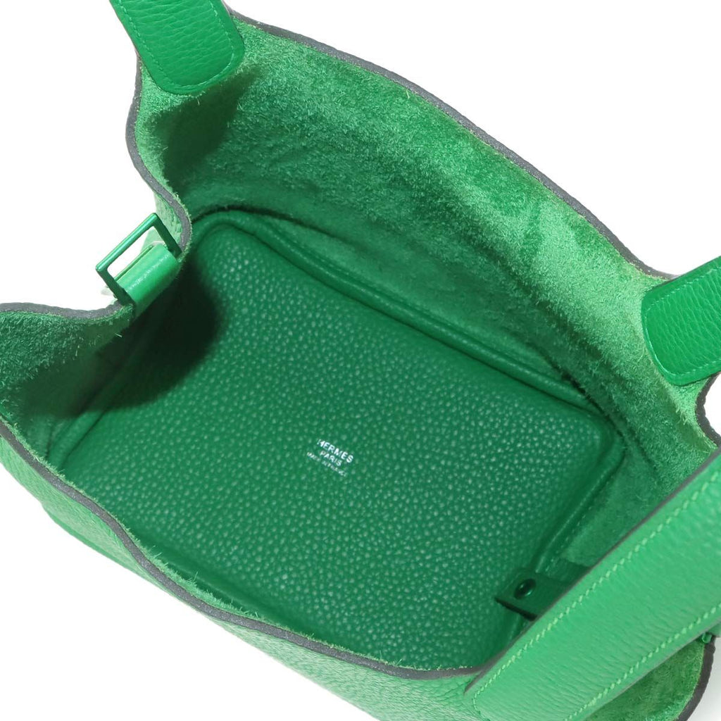 Hermes Picotin Lock PM Monochrome Green Hand Bag Taurillon Clemence Bamboo — view 6