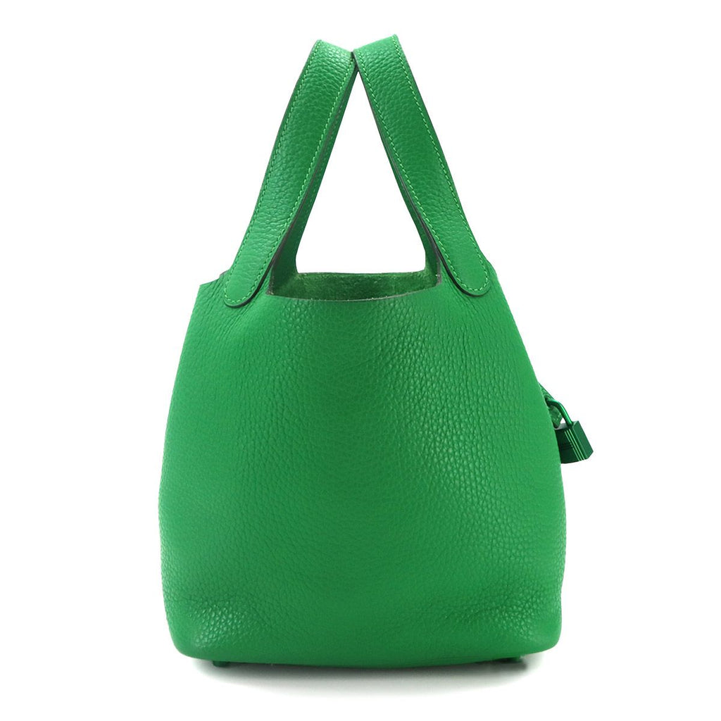 Hermes Picotin Lock PM Monochrome Green Hand Bag Taurillon Clemence Bamboo — view 2