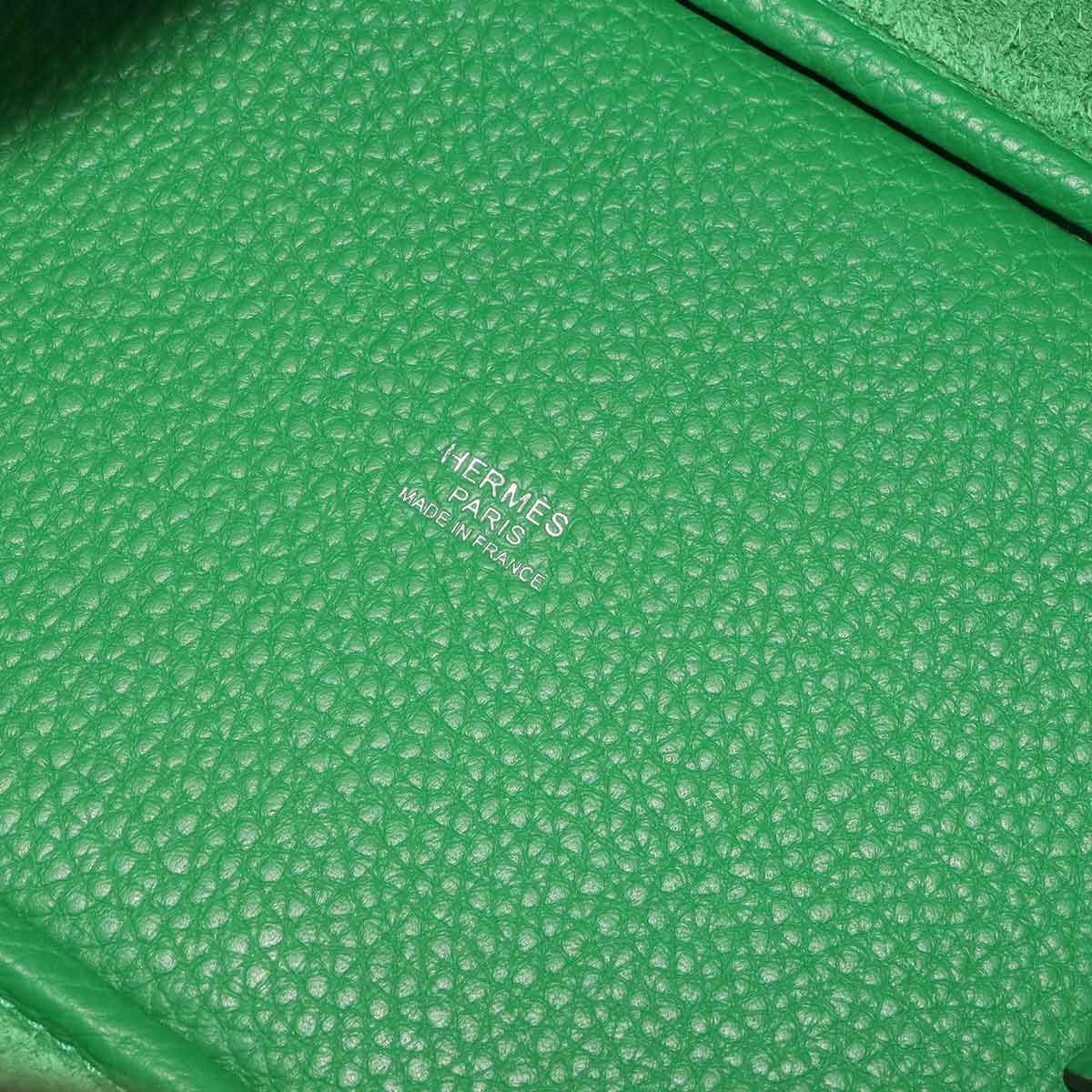 Hermes Picotin Lock PM Monochrome Green Hand Bag Taurillon Clemence Bamboo — view 7
