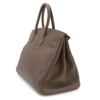 Hermes Birkin 35 Taurillon Clemence Etoupe Hand Bag Silver — view 4