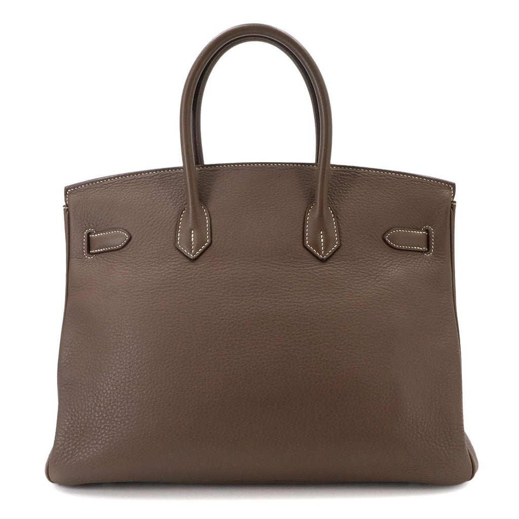 Hermes Birkin 35 Taurillon Clemence Etoupe Hand Bag Silver — view 3
