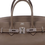 Hermes Birkin 35 Taurillon Clemence Etoupe Hand Bag Silver — view 8