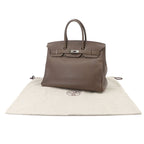 Hermes Birkin 35 Taurillon Clemence Etoupe Hand Bag Silver — view 2