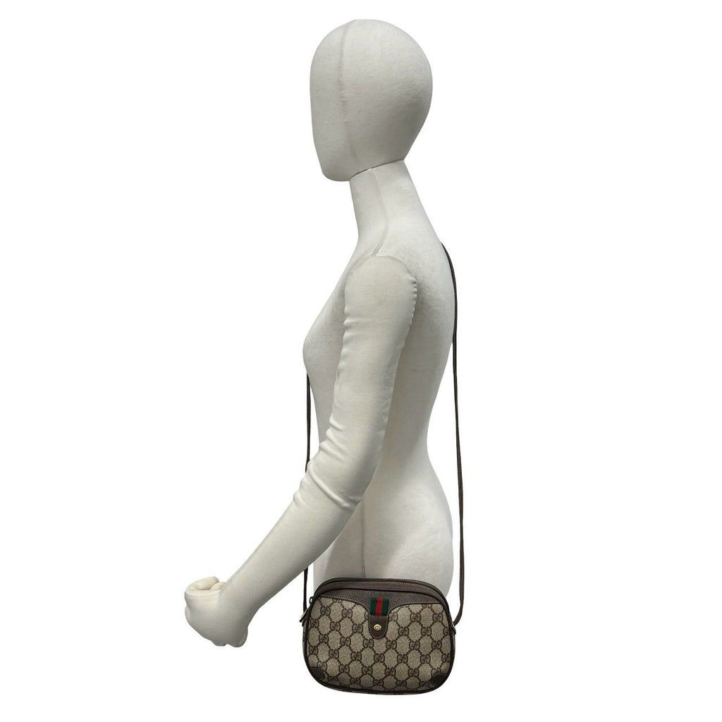Gucci Vintage Sherry Line GG Logo Leather Mini Shoulder Bag Brown — view 2