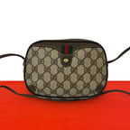 Gucci Vintage Sherry Line GG Logo Leather Mini Shoulder Bag Brown