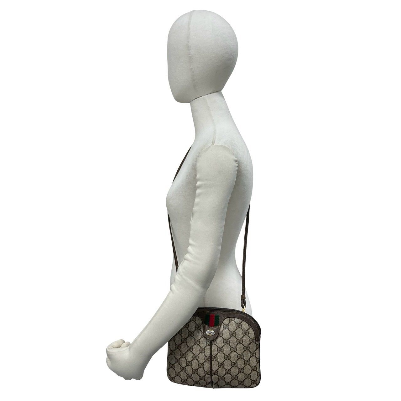 Gucci Vintage Sherry Line GG Logo Leather Shoulder Bag Pochette Brown — view 2