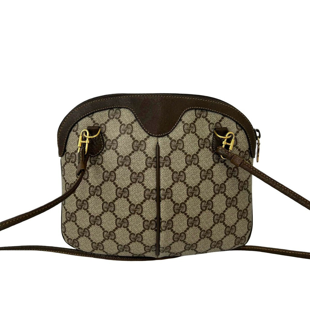 Gucci Vintage Sherry Line GG Logo Leather Shoulder Bag Pochette Brown — view 3