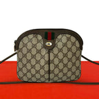 Gucci Vintage Sherry Line GG Logo Leather Shoulder Bag Pochette Brown