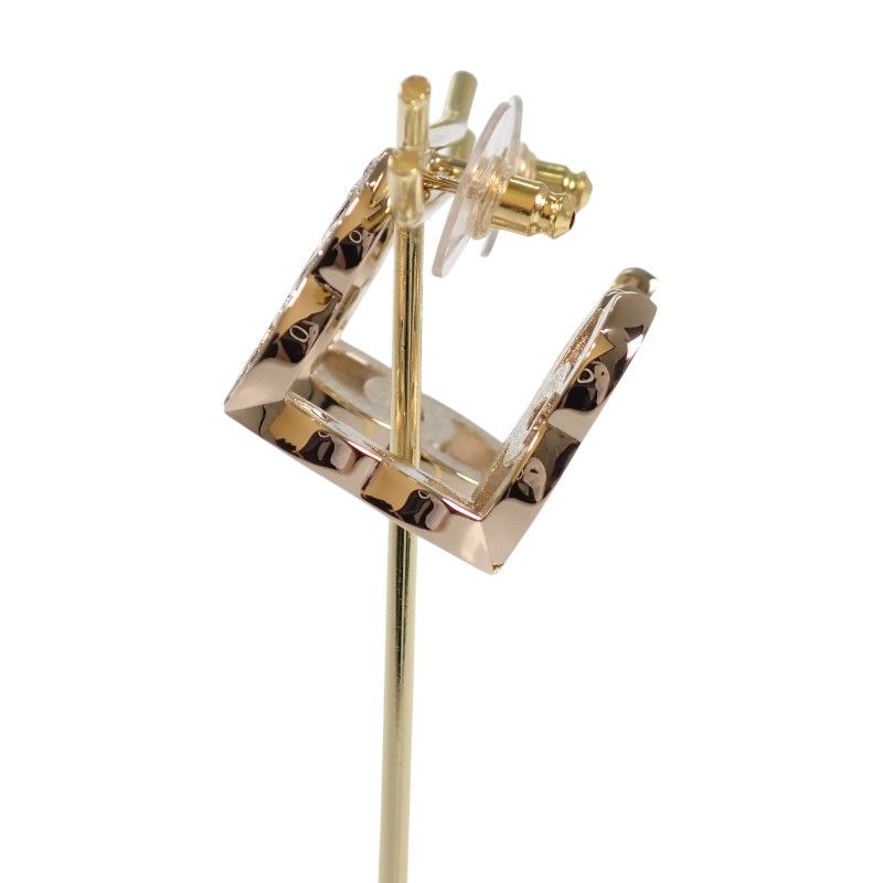 Chanel Triple CC Logo Hoop Earrings Metal Crystal with Gold — view 3