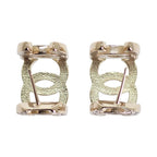 Chanel Triple CC Logo Hoop Earrings Metal Crystal with Gold — view 5