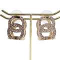 Chanel Triple CC Logo Hoop Earrings Metal Crystal with Gold
