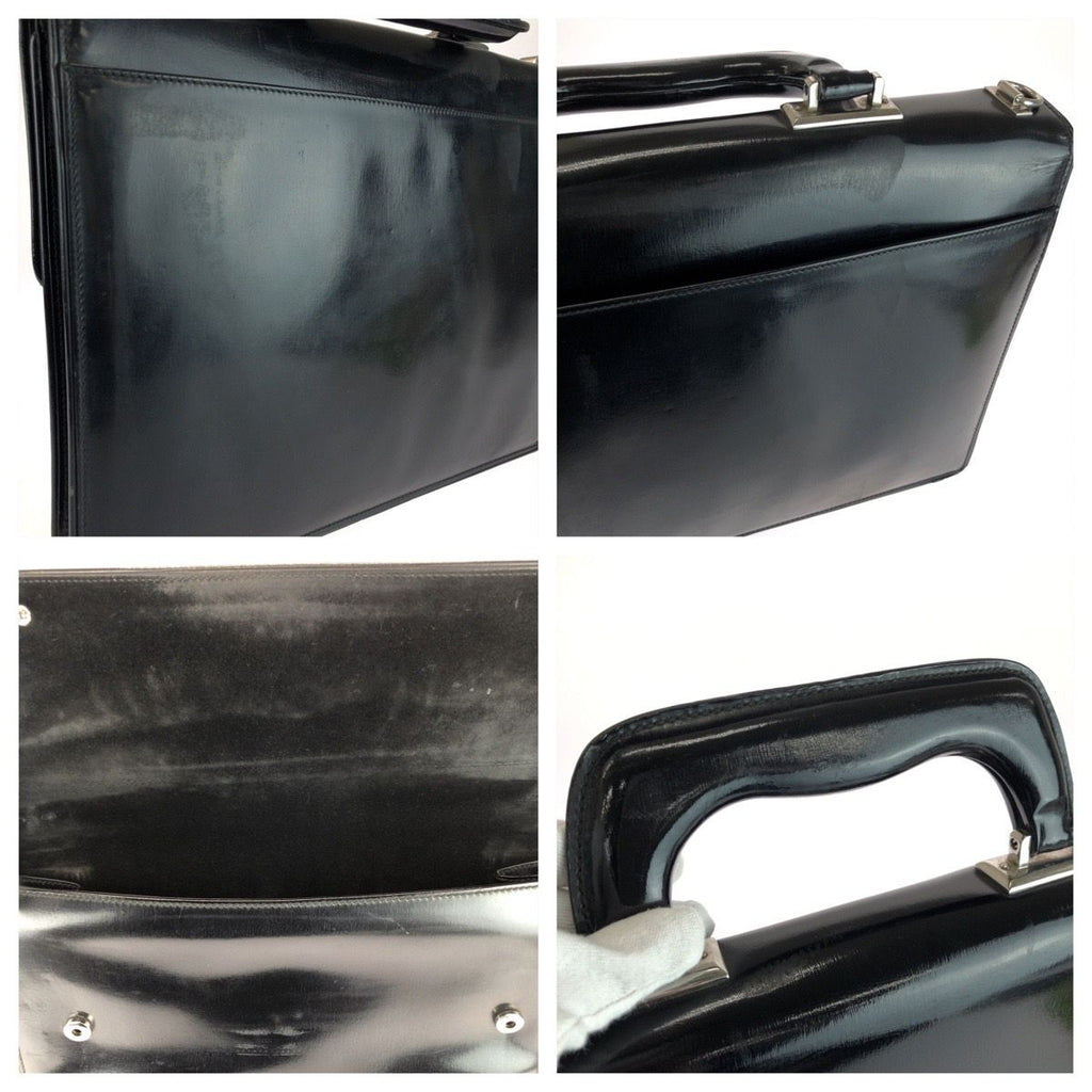 Gucci Vintage Black Silver Leather Business Briefcase — view 6