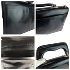 Gucci Vintage Black Silver Leather Business Briefcase — view 6