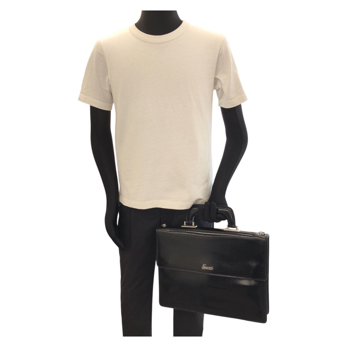 Gucci Vintage Black Silver Leather Business Briefcase — view 7