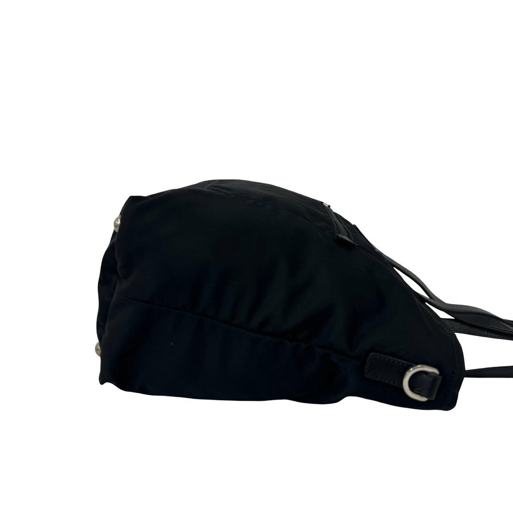 Prada Nylon Saffiano Leather Tote Shoulder Bag Black — view 6