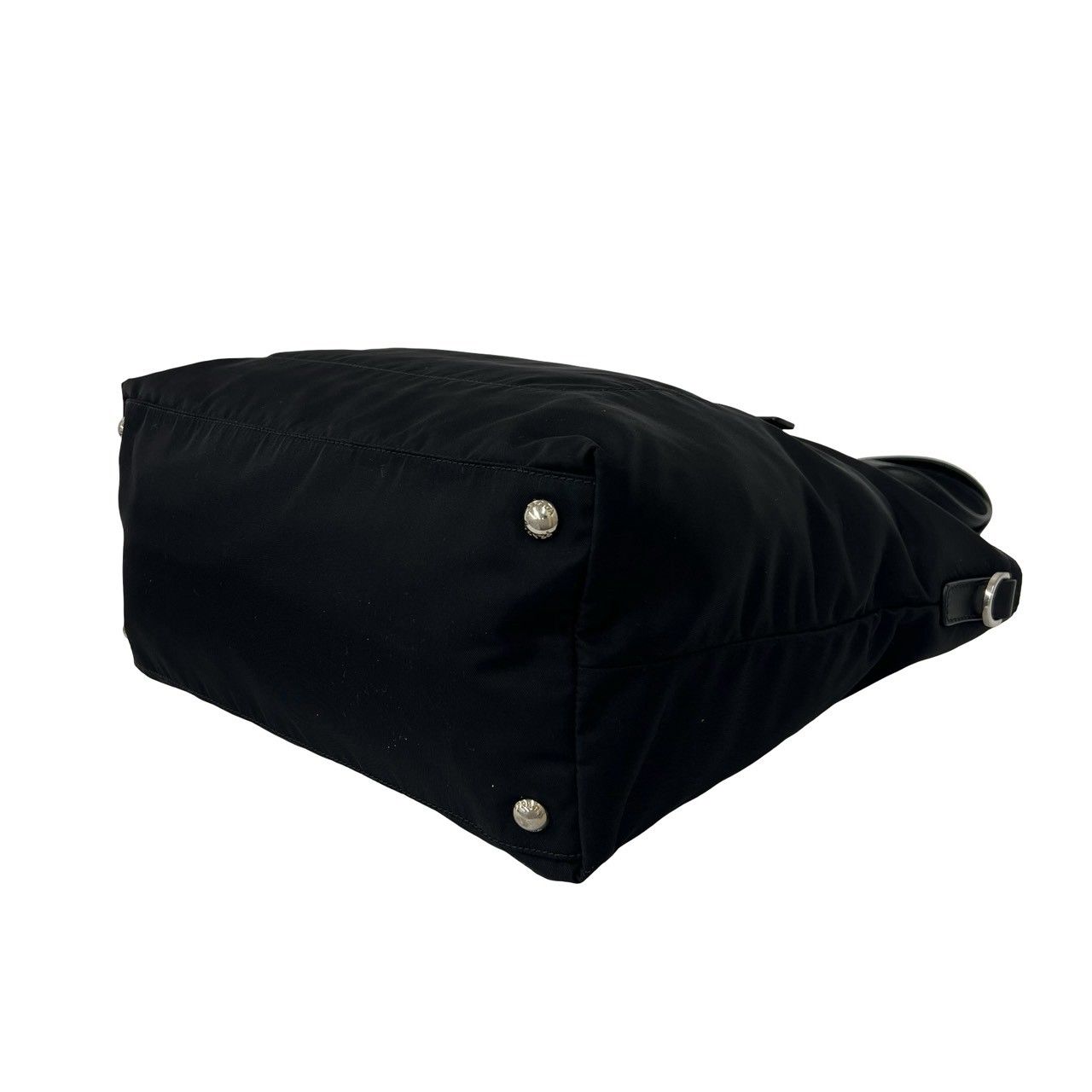Prada Nylon Saffiano Leather Tote Shoulder Bag Black — view 8