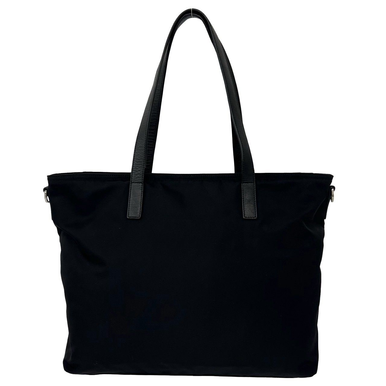 Prada Nylon Saffiano Leather Tote Shoulder Bag Black — view 3