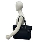 Prada Nylon Saffiano Leather Tote Shoulder Bag Black — view 2