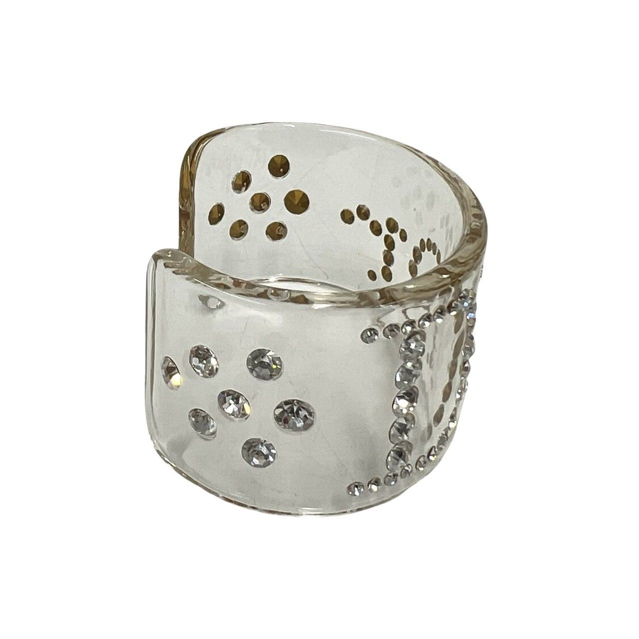 Dior Logo Plastic Rhinestone Bangle Bracelet Clear — view 5