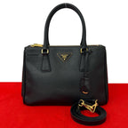 Prada Saffiano Leather 2-Way Shoulder Bag Black