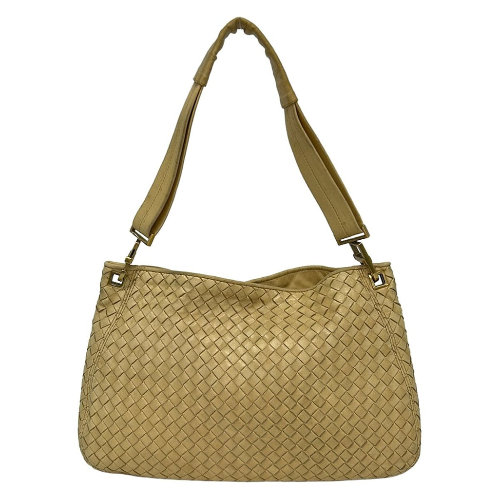 Bottega Veneta Shoulder Bag Intrecciato Beige Leather