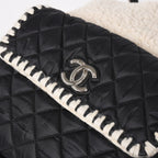 Chanel Coco Niege Neige Backpack CC Logo Nylon Fleece Beige Black — view 7