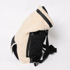 Chanel Coco Niege Neige Backpack CC Logo Nylon Fleece Beige Black — view 4