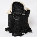 Chanel Coco Niege Neige Backpack CC Logo Nylon Fleece Beige Black — view 2