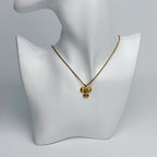 Dior Ribbon CD Logo Necklace Plated Gold Vintage