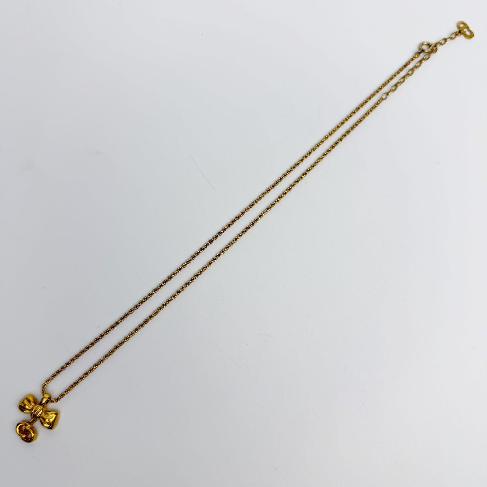Dior Ribbon CD Logo Necklace Plated Gold Vintage — view 2