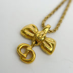 Dior Ribbon CD Logo Necklace Plated Gold Vintage — view 4