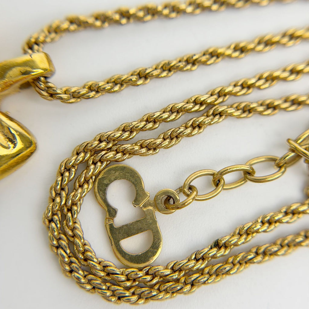 Dior Ribbon CD Logo Necklace Plated Gold Vintage — view 8