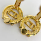 Dior Circle CD Logo Rhinestone Earrings Plated Gold Clear Vintage — view 4